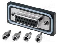 Connector: D-Sub; PIN: 15; socket; female; straight; soldering; IP67 AMPHENOL COMMUNICATIONS SOLUTIONS