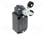 Limit switch; lever R 40mm, plastic roller Ø20mm, double; 10A 