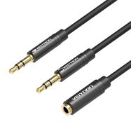 Cable Audio 2x 3.5mm Male to 3.5mm Female Vention BBOBY 0.3m (black), Vention