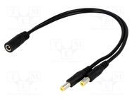 Cable; 2x0.5mm2; DC 5,5/2,1 plug x2,DC 5,5/2,1 socket; straight 