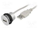 USB socket; 22mm; har-port; -25÷70°C; Ø22.3mm; IP20; silver; Len: 3m HARTING