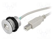 USB socket; 22mm; har-port; -25÷70°C; Ø22.3mm; IP20; silver HARTING