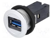 USB socket; 22mm; har-port; -25÷70°C; Ø22.3mm; IP20; silver HARTING