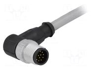Connector: M12; plug; male; PIN: 12; angled 90°; cables; 1m HARTING