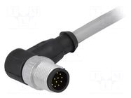 Connector: M12; plug; male; PIN: 12; angled 90°; cables; 1.5m HARTING