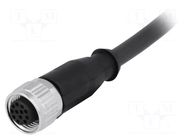 Connector: M12; plug; female; PIN: 12; straight; cables; 10m HARTING