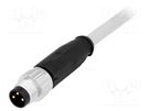 Connector: M8; male; PIN: 3; straight; with lead; plug; 0.5m; PVC HARTING