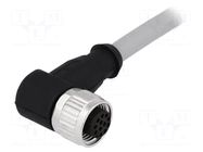 Connector: M12; plug; female; PIN: 12; angled 90°; cables; 5m HARTING