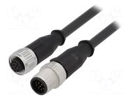 Cable: for sensors/automation; PIN: 12; plug; M12 male,M12 female HARTING