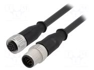 Cable: for sensors/automation; PIN: 12; plug; M12 male,M12 female HARTING