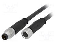 Cable: for sensors/automation; M8-M8; male; female; PIN: 3; plug HARTING