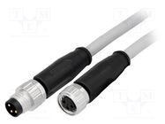 Cable: for sensors/automation; M8-M8; male; female; PIN: 3; plug HARTING