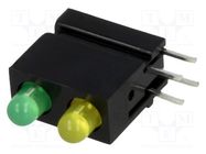 LED; in housing; 3mm; No.of diodes: 2; green/yellow; 20mA 