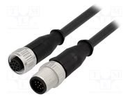 Cable: for sensors/automation; PIN: 12; M12-M12; 0.5m; plug; plug HARTING