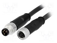 Cable: for sensors/automation; M8-M8; male; female; PIN: 4; plug HARTING