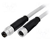 Cable: for sensors/automation; M8 male,M8 female; PIN: 3; plug HARTING