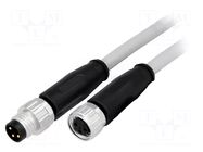 Cable: for sensors/automation; M8; PIN: 3; unshielded; 0.5m; plug HARTING