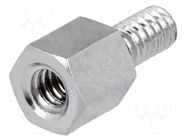 Screwed spacer sleeve; 5mm; Int.thread: UNC4-40; brass; nickel DREMEC