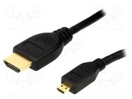 Cable; HDMI 1.4; HDMI plug,micro HDMI plug; PVC; Len: 1m; black LOGILINK