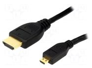Cable; HDMI plug,micro HDMI plug; PVC; HDMI 1.4; Len: 1m; black LOGILINK