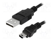 Cable; USB 2.0; USB A plug,USB B mini plug; nickel plated; 3m LOGILINK