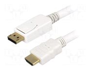 Cable; DisplayPort plug,HDMI plug; PVC; DisplayPort 1.1; Len: 2m LOGILINK
