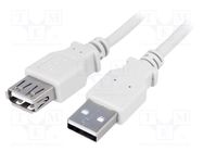 Cable; USB 2.0; USB A socket,USB A plug; nickel plated; 1.8m LOGILINK