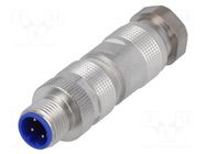 Connector: M12; plug; PIN: 4; male; D code-Ethernet; for cable; IDC HIRSCHMANN