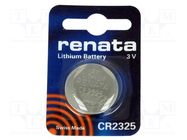 Battery: lithium; CR2325,coin; 3V; 190mAh; non-rechargeable; 1pcs. RENATA