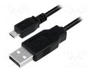 Cable; USB A plug,USB B micro plug; nickel plated; 5m; black LOGILINK