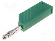 Plug; 4mm banana; 24A; green; non-insulated 