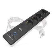 GoSmart extension cord 2 m / 4 sockets / switch  / with USB / white-black / PVC / 1.5 mm2, EMOS