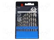 Drill set; for metal; high speed steel; plastic box; metal C.K