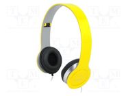 Headphones with microphone; yellow; Jack 3,5mm; 1.2m; 20÷20000Hz LOGILINK