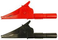 CROCODILE CLIP SET, 20A, 28MM, BLACK/RED