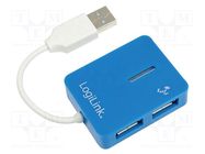 Hub USB; USB A socket x4,USB A plug; USB 2.0; PnP; blue; 480Mbps LOGILINK