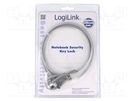 Security wire; silver; Features: cipher security; 1.5m LOGILINK