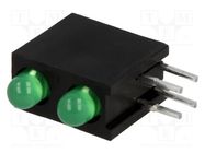 LED; in housing; 3mm; No.of diodes: 2; green; 20mA; 60°; 2.2÷2.5V KINGBRIGHT ELECTRONIC