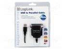 Adapter USB-Centronics; Centronics 36pin plug,USB A plug; 1.5m LOGILINK