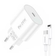 Fast charger Foneng 1x USB PD 3.0 EU39 20W + USB C to Lightning, Foneng
