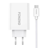 Fast charger Foneng 1x USB EU43 10.5W+ USB Type C cable, Foneng