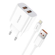 Fast charger Foneng 2x USB EU45 12W + USB Lightning cable, Foneng