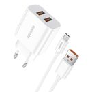 Fast charger Foneng 2x USB EU45 + USB Micro cable, Foneng
