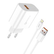 Fast charger Foneng 1x USB QC3.0 EU46 + USB Lightning cable, Foneng