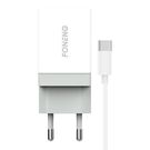 Fast charger Foneng 1x USB K210 + USB Type C cable 1m, Foneng