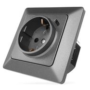 Socket with USB-A+USB-C, anthracite, EMOS