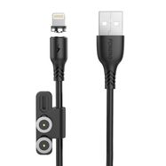 Foneng X62 Magnetic 3in1 USB to USB-C / Lightning / Micro USB Cable, 2.4A, 1m (Black), Foneng