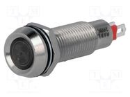 Indicator: LED; recessed; red; 24VDC; Ø8.1mm; IP67; brass; ØLED: 7mm MARL