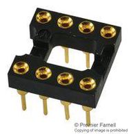 DIP SOCKET, GOLD, 8POS, 2.54MM, TH