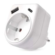 Adaptor 1×, 1×USB-A+1×USB-C, white, EMOS